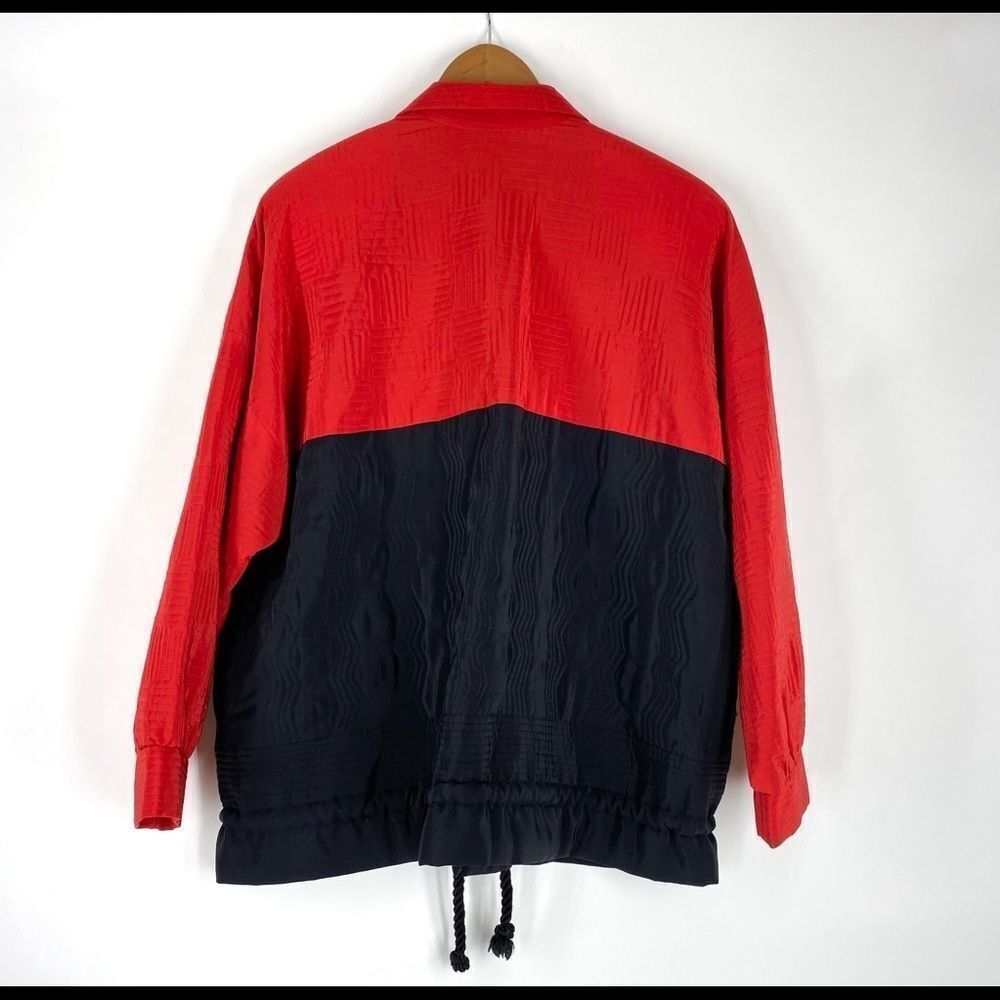 Amazing Vintage Ellen Tracy 100% Silk Jacket Shoulder Pads Pockets Button Close - Picture 4 of 9
